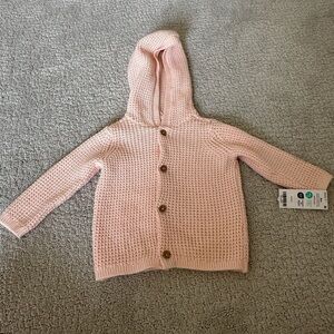 Carter’s Baby Button Up Cardigan Jacket Size 6 Months Hooded Cotton Gift NWT